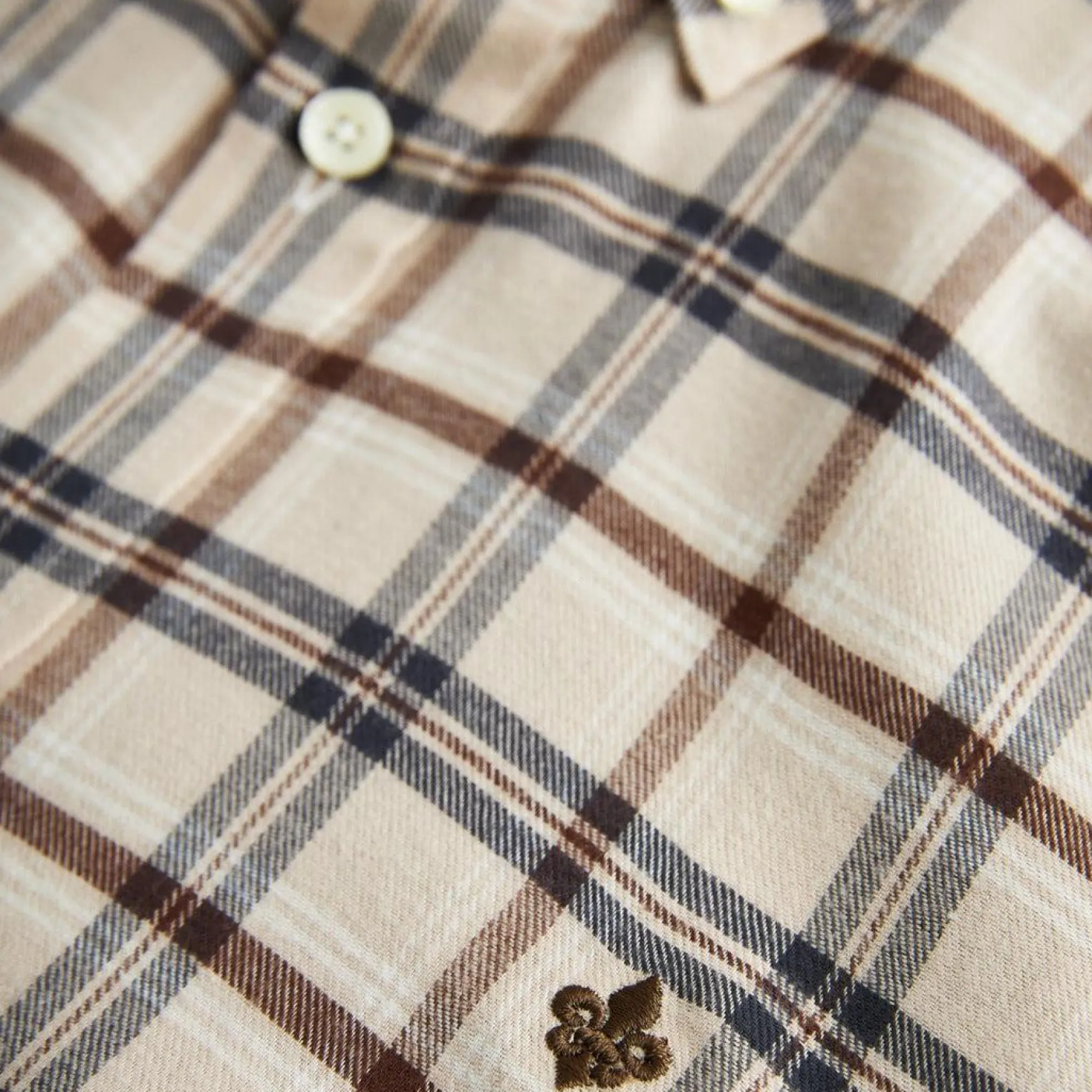 Soft Check Flannel Shirt Camel