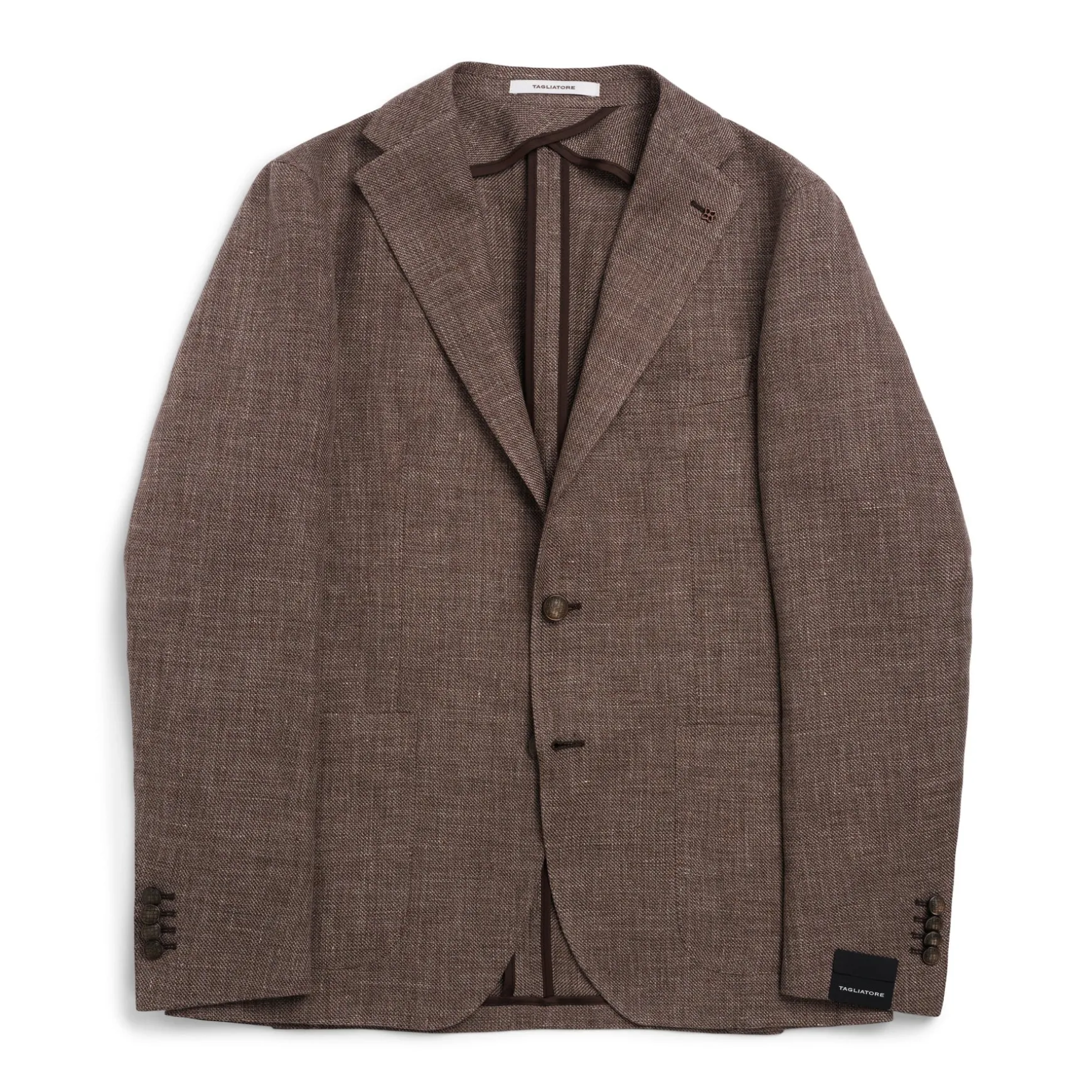 Tagliatore Structured Linen/Wool Blazer Brun