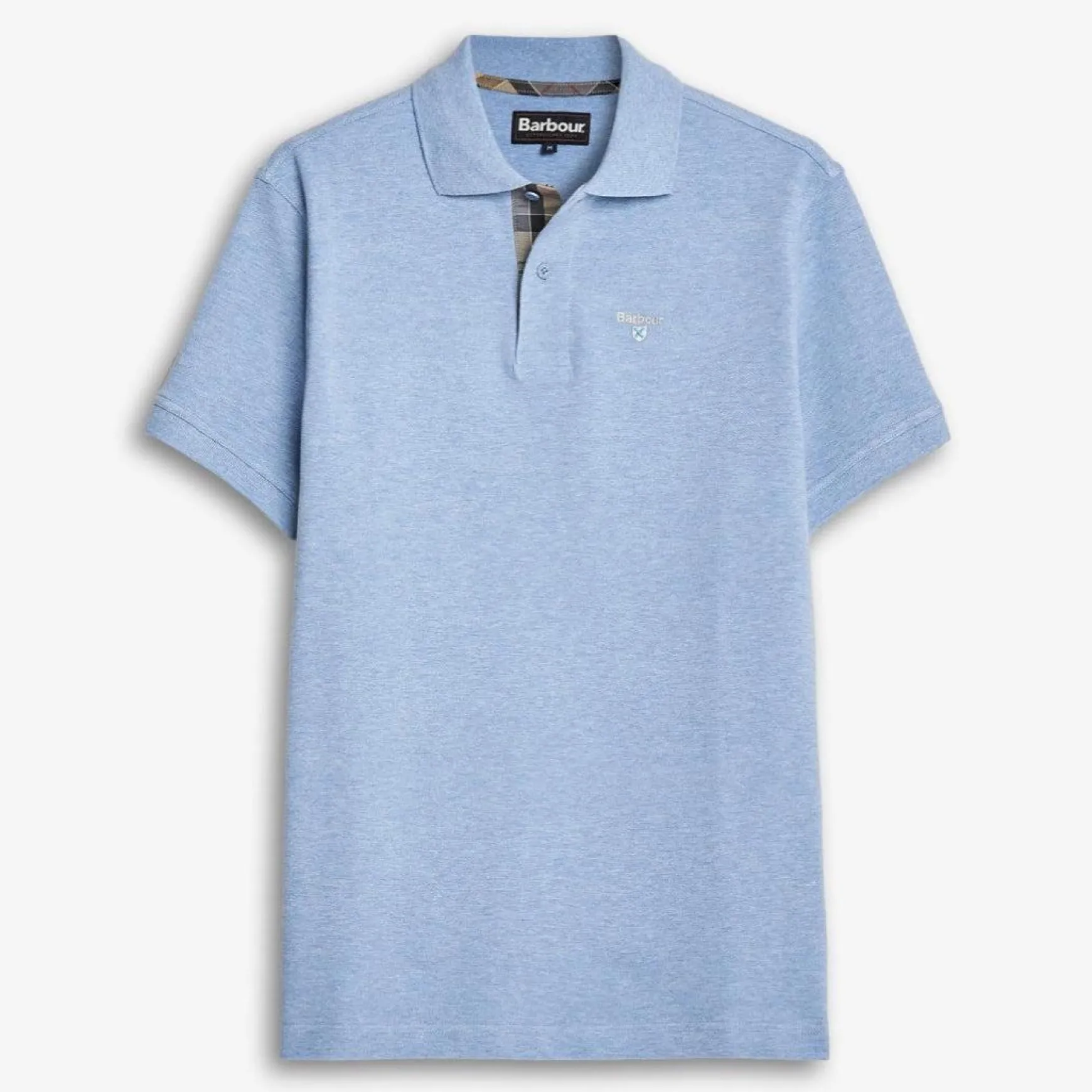Tartan Pique Polo Sky Blue