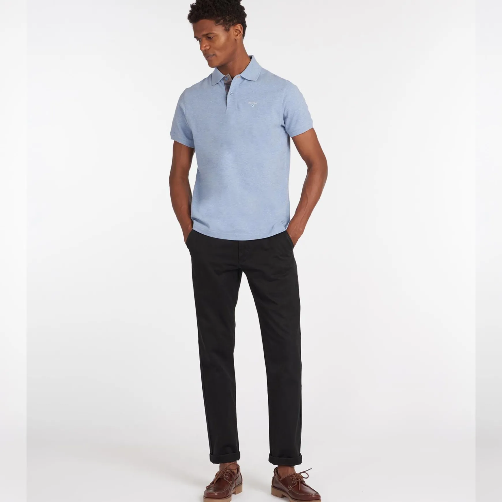 Tartan Pique Polo Sky Blue