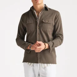 Twill Overshirt Dark Olive