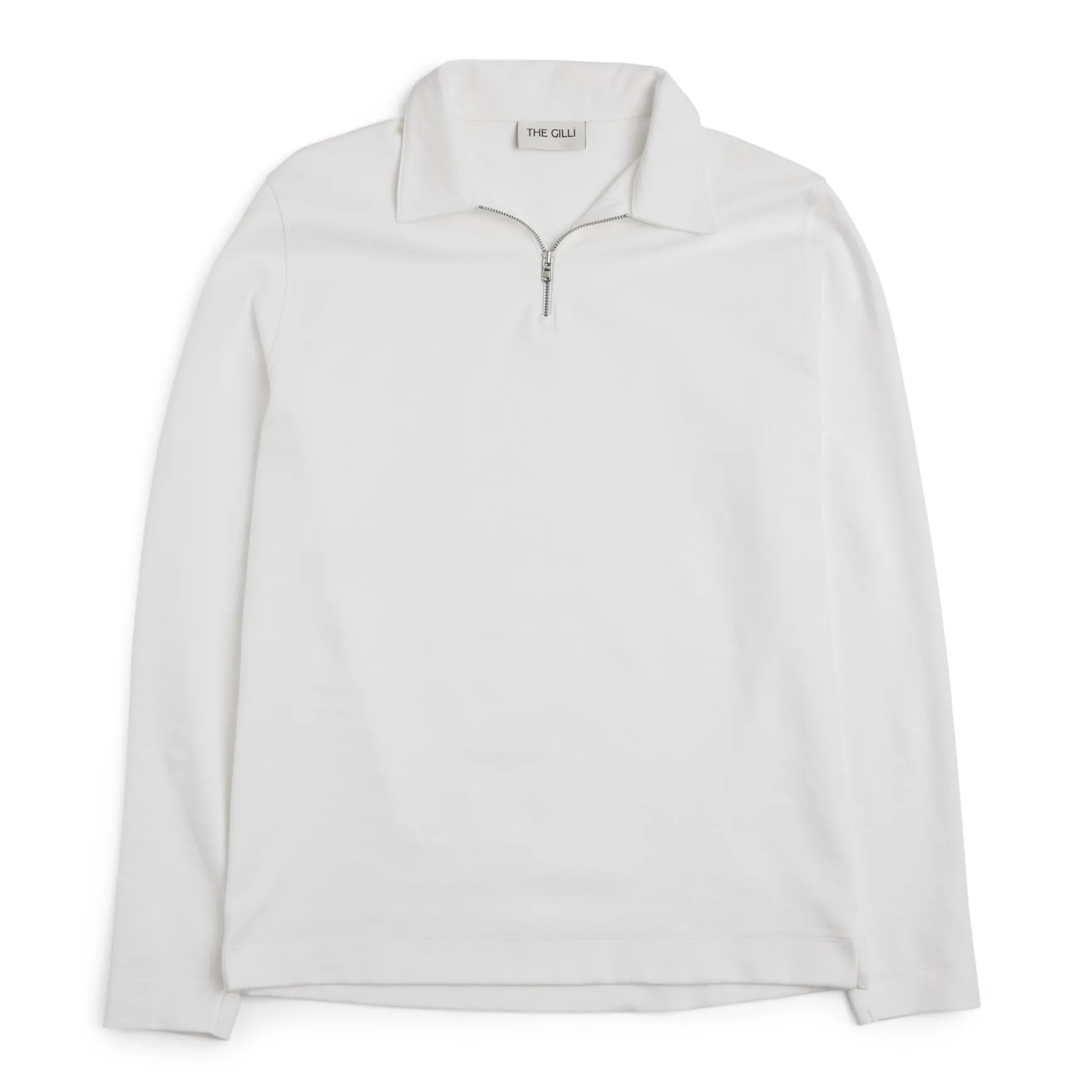 Zip Polo Long Sleeve White